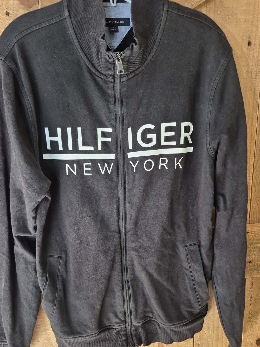 Tommy Hilfiger Men's Black Full-Zip Sweatshirt with New York Logo